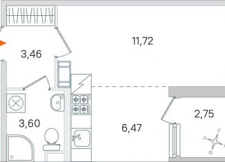 Продаю квартиру студию, 26.6 м2, Пушкин