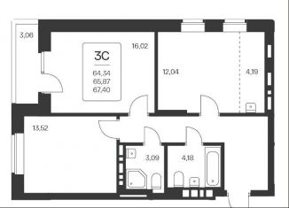 Продается 3-ком. квартира, 67.8 м2, Новосибирск, ЖК Расцветай на Красном, Красный проспект, 167к10