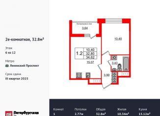 Продаю 1-комнатную квартиру, 32.8 м2, Санкт-Петербург, 1-й Предпортовый проезд, 1, 1-й Предпортовый проезд