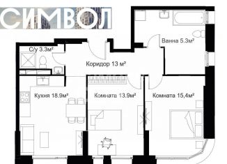 Продается 2-комнатная квартира, 69.8 м2, Москва, станция Серп и Молот, улица Крузенштерна, 2