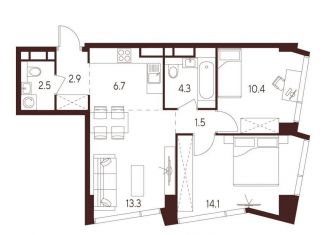 Продается двухкомнатная квартира, 55.7 м2, Москва, Хорошевский район