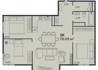 3-комнатная квартира на продажу, 78.1 м2, Выборг, Малая Каменная улица, 10к1
