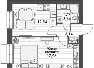 Продам 1-ком. квартиру, 37.3 м2, поселок Октябрьский