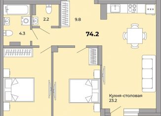 Продается двухкомнатная квартира, 74.2 м2, Екатеринбург, метро Уралмаш, Донбасская улица, 21