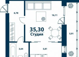 Продам 1-комнатную квартиру, 35.3 м2, деревня Ветошниково