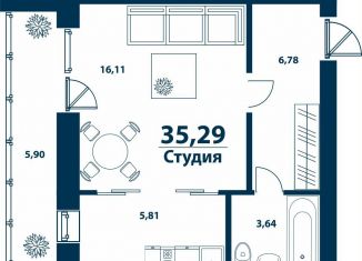 Продается 1-ком. квартира, 35.3 м2, деревня Ветошниково