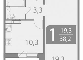 Однокомнатная квартира на продажу, 38.3 м2, Томск, улица Пришвина, 46