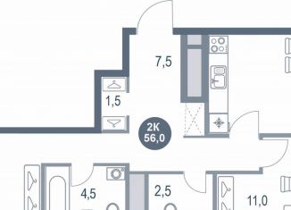 Продажа двухкомнатной квартиры, 56 м2, Котельники, микрорайон Новые Котельники, 11