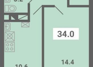 Продажа 1-ком. квартиры, 34 м2, поселок Мещерино, улица 4-й квартал, 21