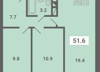 2-ком. квартира на продажу, 51.6 м2, поселок Мещерино, улица 4-й квартал, 21