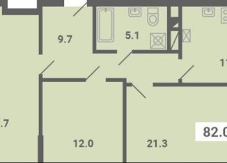 Продажа 3-ком. квартиры, 82 м2, поселок Мещерино, улица 4-й квартал, 21
