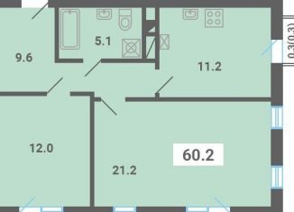 2-ком. квартира на продажу, 60.2 м2, поселок Мещерино, улица 4-й квартал, 21