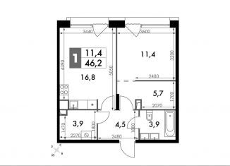 Продается 1-ком. квартира, 46.2 м2, Москва, район Свиблово, Снежная улица, вл22к3