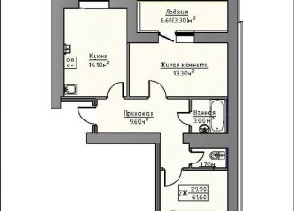 Продается 2-ком. квартира, 61.6 м2, село Айша