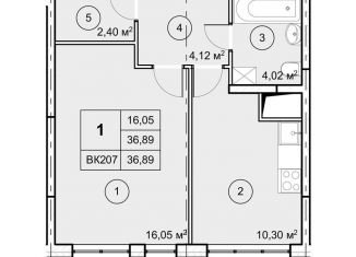 Продается 1-ком. квартира, 36.9 м2, рабочий посёлок Некрасовский