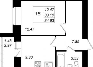 Продаю 1-комнатную квартиру, 34.6 м2, село Осиново, улица Гайсина, 2Б, ЖК Радужный