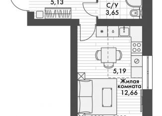 Продаю 1-ком. квартиру, 26.6 м2, поселок Октябрьский