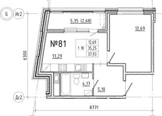 Продам 1-комнатную квартиру, 37.9 м2, Санкт-Петербург, Новгородская улица, 8В, муниципальный округ Смольнинское