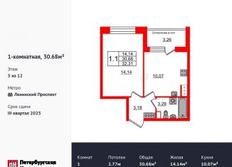 Продается 1-комнатная квартира, 30.7 м2, Санкт-Петербург, 1-й Предпортовый проезд, 1, 1-й Предпортовый проезд