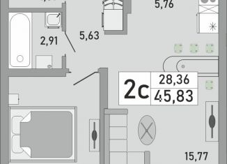 Продам 2-ком. квартиру, 45.8 м2, Республика Башкортостан, жилой комплекс Платинум, скА