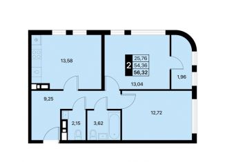 Продается 2-ком. квартира, 56.3 м2, городской округ Алушта