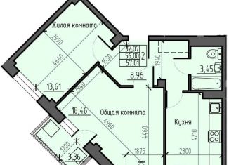 Продажа 2-ком. квартиры, 57 м2, Красноярск, Северное шоссе, 50А, Центральный район