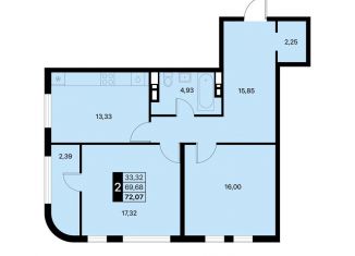 2-ком. квартира на продажу, 72.1 м2, городской округ Алушта