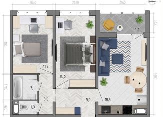Продаю 2-комнатную квартиру, 58.3 м2, Воронеж, улица Фёдора Тютчева, 105