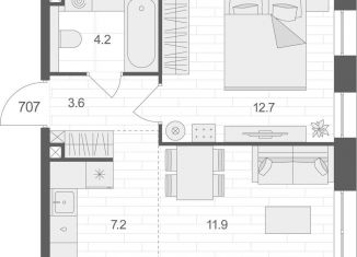 Продам однокомнатную квартиру, 39.6 м2, Москва, Электрозаводская улица, 60, метро Преображенская площадь