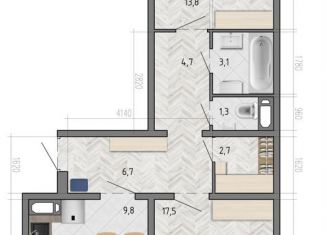 2-ком. квартира на продажу, 61.8 м2, Воронеж, улица Фёдора Тютчева, 105
