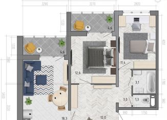 2-комнатная квартира на продажу, 66.3 м2, Воронеж, улица Фёдора Тютчева, 105