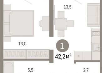 Продаю 1-комнатную квартиру, 42.2 м2, Тюмень, ЖК Речной Порт, Причальная улица, 7