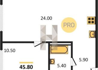 Продам однокомнатную квартиру, 45.8 м2, Новосибирск, метро Студенческая