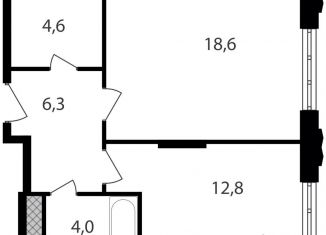 1-комнатная квартира на продажу, 46.3 м2, Москва, метро Лесопарковая