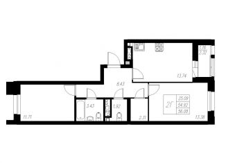 Продается двухкомнатная квартира, 56.1 м2, Татарстан