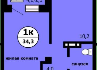 Продажа 1-ком. квартиры, 34.3 м2, Красноярск, ЖК Панорама