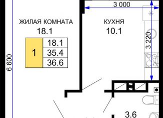 Продам 1-комнатную квартиру, 36.6 м2, Люберцы, улица 3-е Почтовое Отделение, 57к2