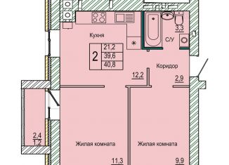 Продажа двухкомнатной квартиры, 40.8 м2, Волгоград, Кировский район