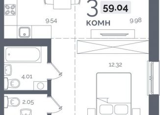 Продается 3-комнатная квартира, 59 м2, Иркутск, Пулковский переулок, 32