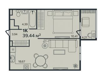Продажа однокомнатной квартиры, 39.4 м2, Выборг, Малая Каменная улица, 10к1