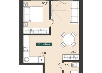 Продажа 2-ком. квартиры, 47.6 м2, посёлок Октябрьский