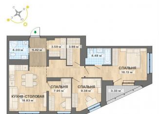 Продажа 3-ком. квартиры, 83.1 м2, Екатеринбург, метро Проспект Космонавтов
