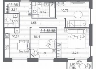 Продажа 3-комнатной квартиры, 62.1 м2, Санкт-Петербург, Московский район