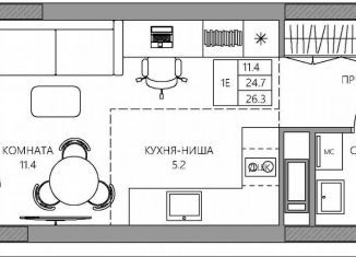 Продается квартира студия, 26.3 м2, Пермь