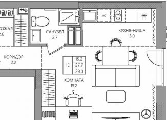 Продаю квартиру студию, 29 м2, Пермь