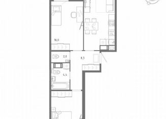 Продам 2-ком. квартиру, 65.7 м2, посёлок Шушары