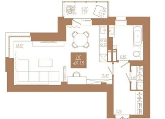 Продаю квартиру студию, 46.2 м2, Красноярский край, 3-я Краснодарская улица, 14А