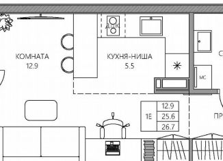 Продаю квартиру студию, 26.7 м2, Пермь