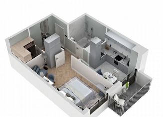 Продам 1-ком. квартиру, 43.2 м2, посёлок городского типа Гвардейское, Привокзальная улица