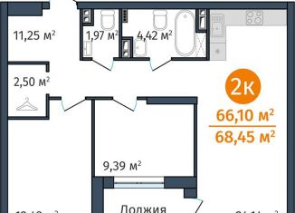 Продается двухкомнатная квартира, 66.1 м2, Тюмень, Краснооктябрьская улица, 8, ЖК ДОК